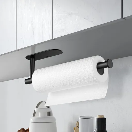 Paper Towel Holder Under Kitchen Cabinet - Self Adhesive or Drilling Paper Towel Holder, Wall Mount Stick on Wall with Screws