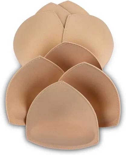 Bra Pad Inserts 4 Pairs, Bra Pads Sewed Massaged for Sports Bra A/B or C/D Cup Beige or Black Optional