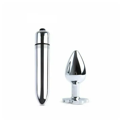 House Of Dasein Blue Flower Stainless Steel Metal Anal Crystal Butt Plug Vibrator Set Bdsm - Blue - S - Plug With Vibrator