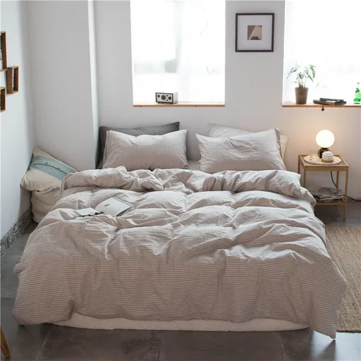Cotton 4 Piece Set Modern Minimalist White Bed hat kit_1.5m bed-quilt cover 200x 230cm (four-piece set)
