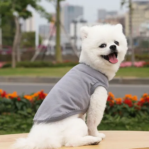 Cotton Pet Vest Clothing for Dogs and Cats by shine Pure cotton vest pure gray XL bust 50 back length 37cm
