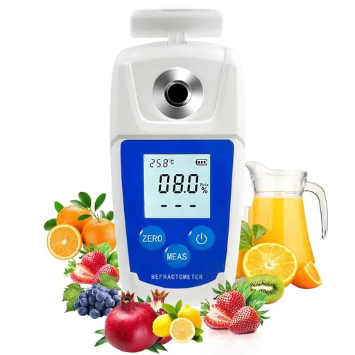 Digital Brix Refractometer brix Meter Refractometer Automatic Temperature Compensation Brix Refractometer Range 0-55%，±0.1% Precision for Fruit Juice Coffee