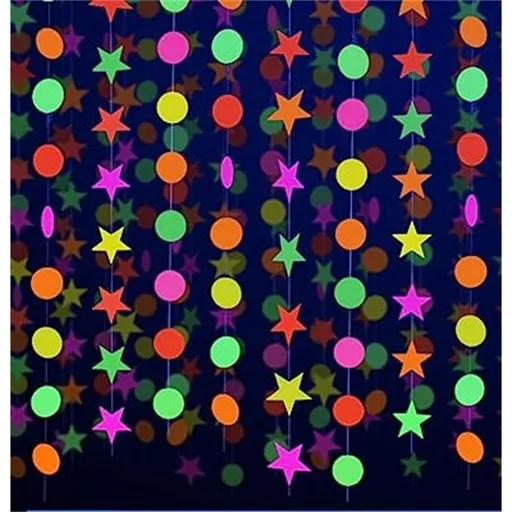4 Pcs, Paper Neon Garland,5 Colors Neon Streamers,Black Light Neon Decorations,Neon Streamers Decorations,Reactive Neon Party Favors for Dark Party (Multi-Color)