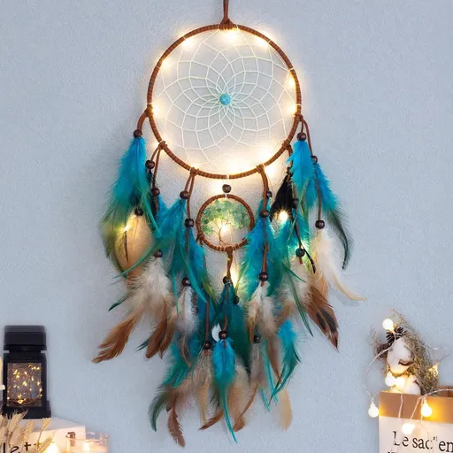 Lights Handmade Indians Traditional Circular Net for Wall Hanging Decor, Bedroom Kids, Home Decoration Wedding Party Blessing Gift