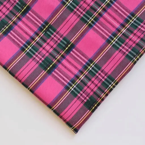 polyester woven fabric, plaid fabric, Christmas red green fabric, twill fabric, jacquard check fabric, fabric for bags, fabric for shoes, fabric for hats, fabric for pet decorations, festive fabric, holiday craft fabric, DIY fabric Australia - Pink -