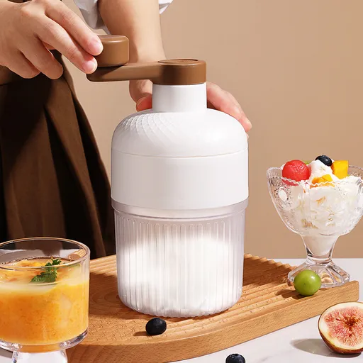 Manual Ice Shaver Machine Portable Hand-Crank Snow Cone Maker for Home Use with 2 Ice Cube Molds