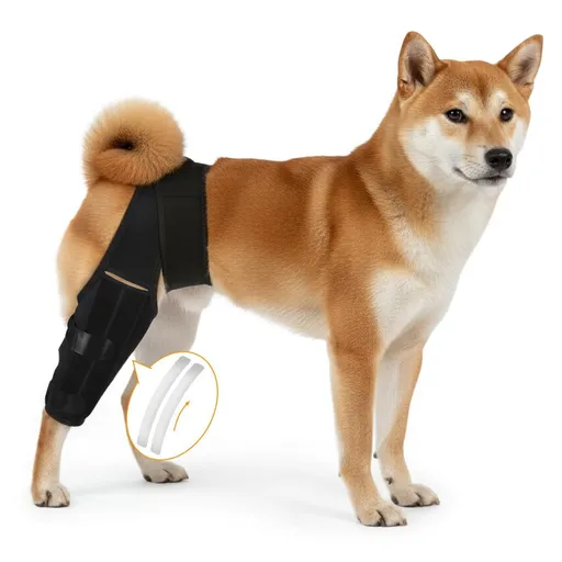 Knee Brace for Torn ACL CCL, Support Brace with Back Strap to Prevent Slipping, Hind Leg Support for Dog Joint Pain Recovery， Luxating Patella, Fits Small Medium Large Dogs - Black - Size S