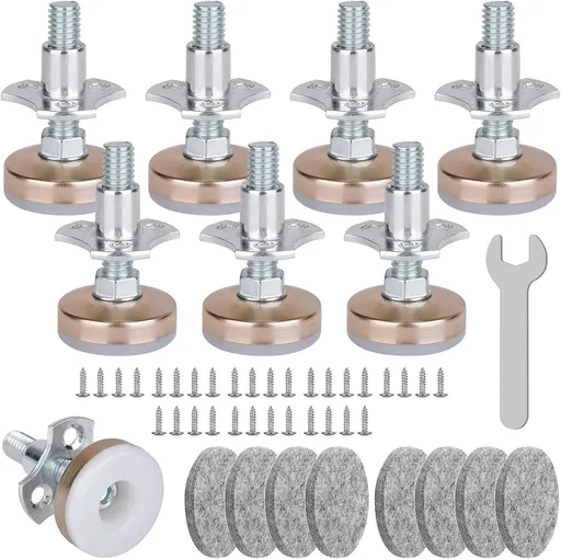 8 Pack Heavy Duty Furniture Levelers, 3/8-16 Adjustable Leg Levelers for Tables Chairs, Silver