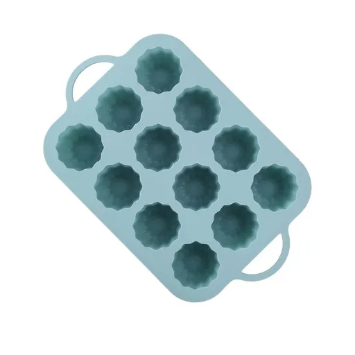 Small cylindrical mold pudding jelly silicone mold lace cake does not stick to household baking utensils (sea blue)