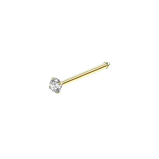 Stainless Steel Nosepiece with Gold Nose Stud Stylish Piercing Jewellery Women - Straight Rod-1.5mm