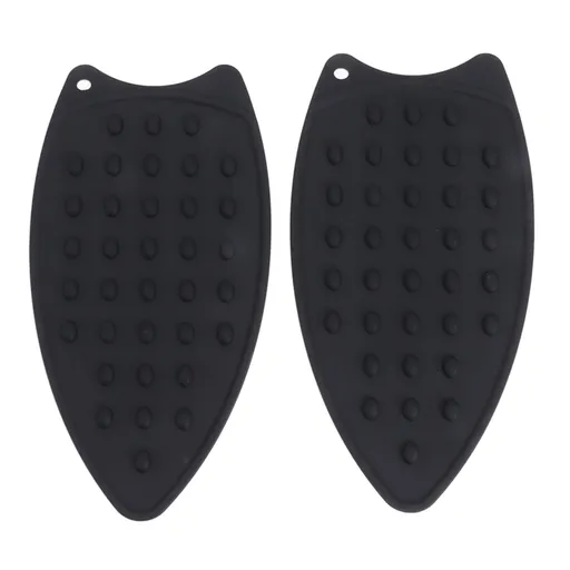 2Pcs Silicone Iron Rest Pad Durable Impact Resistant Heat Resistant Iron Mat for Ironing Boards Irons Black