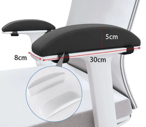 1 Pair of Memory Foam Chair Armrest Pads - Ergonomic Elbow Support Cushions - Soft Plush Cover with Anti-Slip Straps for Office & Gaming Chairs (Black)