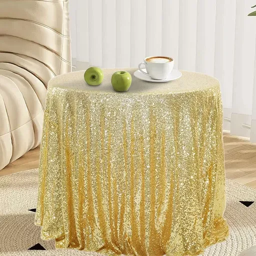 Round Sequin Tablecloth, 50x50 Inch Mint Green Tablecloth, Glitter Tablecloth 6ft for Shower Party Christmas Decorations