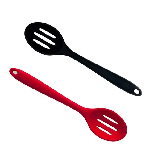 Kitchen Slotted Spoon, 2 Pcs Silicone Spoon Heat Resistant, Non Scratch Cooking Spoons Set for Stirring, Scooping and Mixing