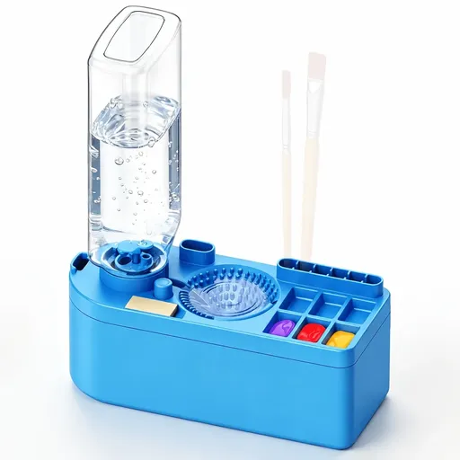 Multi-Functional All-in-One Brush Washer & Storage Box — 450ml Leak-Proof Cleaning Cup + Palette + Brush Slots, Portable & Drop-Resistant. A Must-Have for Watercolor & Acrylic Painting./BLUE