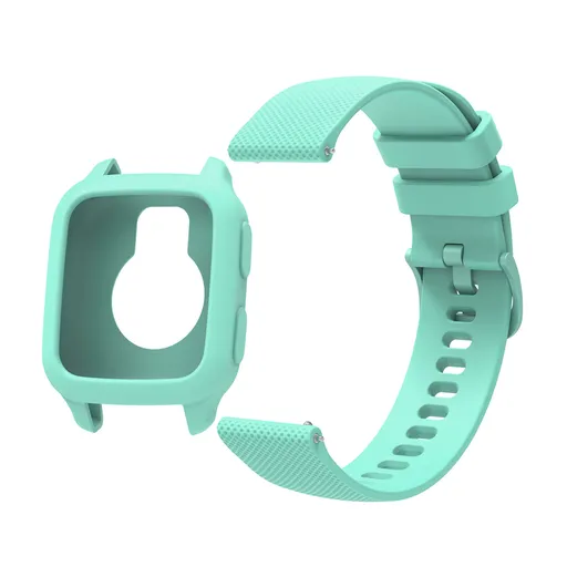 Fitness Tracker Bands Green Silicone Replacement Strap and Protective Case for Garmin Venu Sq 2