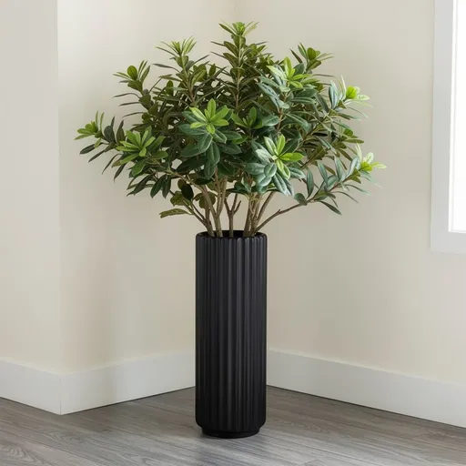 Roman Column Plastic Vase, Large Tall Round Planter for Outdoor Indoor Plants, (4.7"x15.7" ), Durable All-Weather Use with Drainage Holes, for Home, Living Room, Bedroom, Office Decor -Black