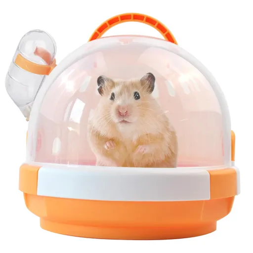 Hamster Cage - Rodent Transport Box - Hamster Cage - Travel Basket - Transport Box - Mouse Cage - Dwarf Hamster - With Drinking Bottle - Gerbil - Guinea Pig - Rat Cage - Portable Cage - Pet Supplies - Orange - 1 Piece