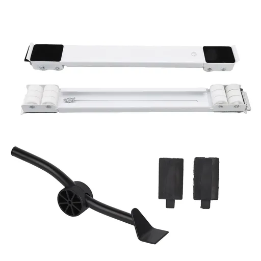 Universal Appliances Pulley Bracket 300KG Load Bearing Retractable Moving Rollers Base with Pry Bar for Washing Machine White