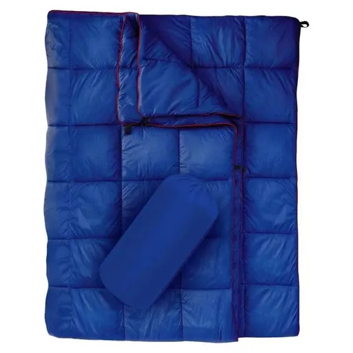 200x140cm Blue Large Outdoor Camping Imitation Silk Cotton Wearable Warmth Blanket, Quilted Poncho Shawl Throw with Storage Bag, Lightweight Warm Camping Quilt for Camping Travel Home Use