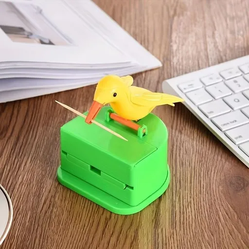 Creative Smart Bird Toothpick Holder Yellow Bird Green Bottom Box