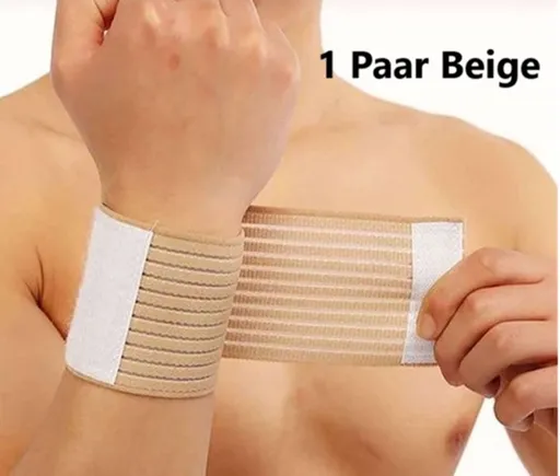 1 Pair Adjustable Wrist Bandage With Velcro | Wrist Support | Wrist Protector | Bandage | One Size | Beige