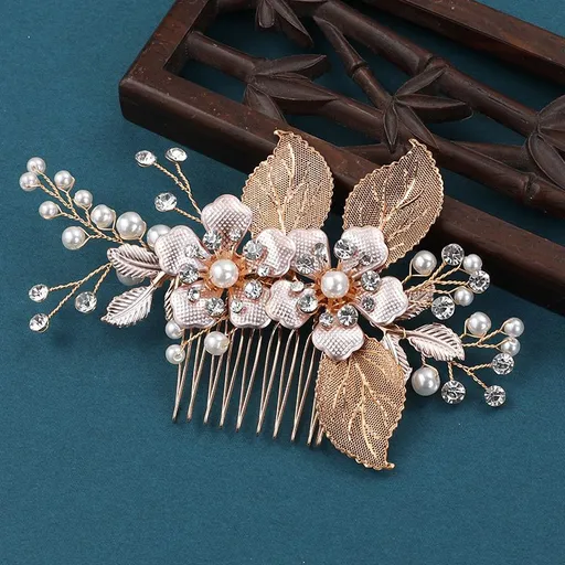 Gold Wedding Hair Comb-Handmade Bridal Hair Clip Wedding Hair Accessories for Women Delicate wedding hair accessory made
