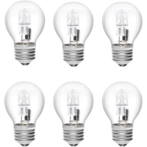 E27 Halogen Bulbs 6-Pack, 28W G45 Dimmable Warm White 2700K Golf Ball Clear Blub, Compatible with Chandeliers