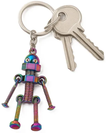 Retro Robot Keychain | Vintage Key Holder | Keychain | Screw Design | Multicolor