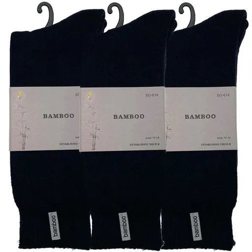 3 Pairs PREMIUM BAMBOO SOCKS Mens Heavy Duty Thick Work Socks BULK Cushion - Navy Blue