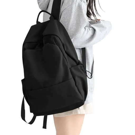 Unisex Lightweight Water-Resistant Backpack, Black