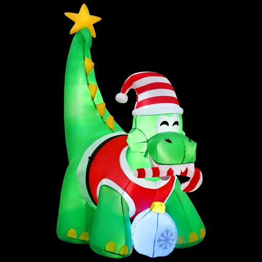 Christmas Inflatable Dinosaur 1.86M Height LED Decorations Water-resistant for Indoor and Outdoor Use