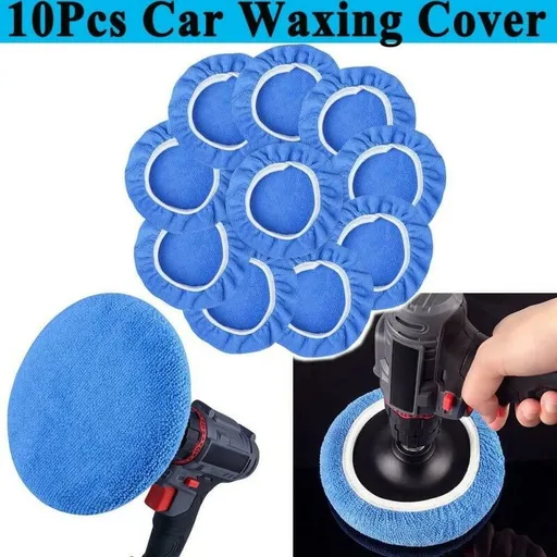 Polisher Buffing Pads Bonnet Cover Light Blue 10pcs 5-6Inch Microfiber