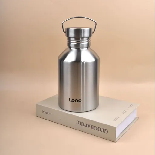 2L Large Capacity Outdoor Sports Adventure Water Bottle - Food-Grade 304 Stainless Steel with Portable Handle & 7cm Wide Mouth, 3 Pack