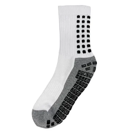 Anti-Slip Sports Socks with PVC Grip Dots for Soccer Basketball and Training Use - White