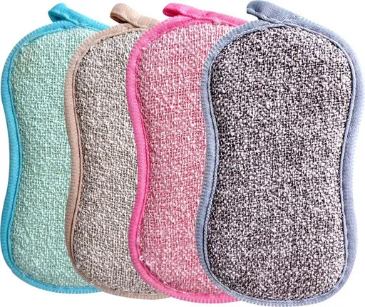 4 Piece Reusable Microfiber Scouring Pad Set, Antibacterial
