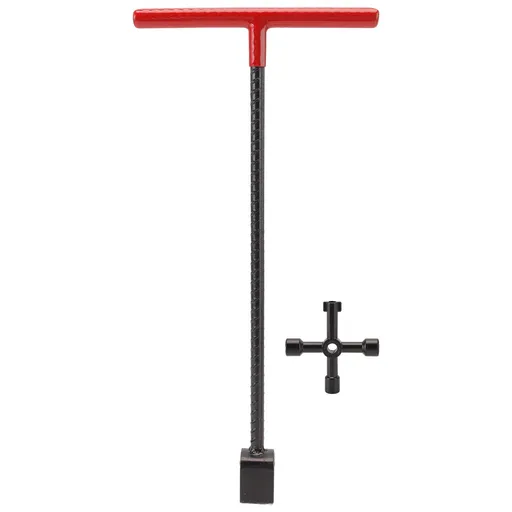 Steel Water Meter Key Wrench Multifunction T Handle Curb Key With 4 Way Utility Tool for Valves Faucets Red
