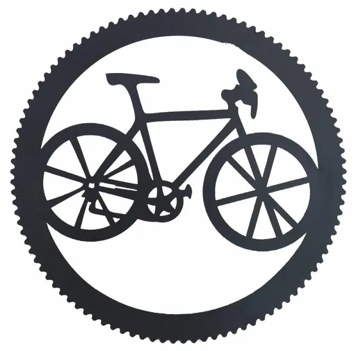 Round Bike And Cog Metal Wall Art 45x45cm