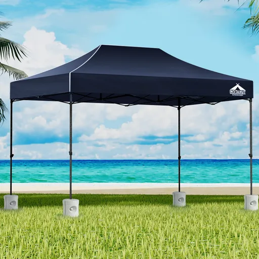 Instahut Gazebo Pop Up 3x4.5m w/Base Podx4 Marquee Folding Outdoor Wedding Camping Tent Shade Canopy Navy