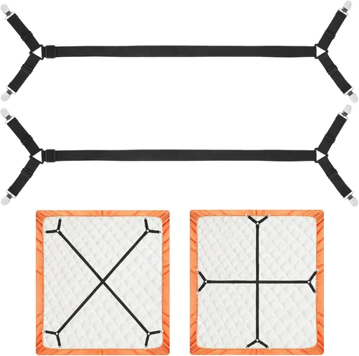 Bed Sheet Holder Straps, 2Pcs Elastic Adjustable Bed Sheet Grippers,Fitted Sheet Holder Keep Sheets in Place, Enhance Sleep Experience, Black