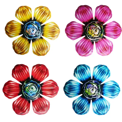 Metal Flowers Wall Decor Metal Wall Art Decorations Hanging for Indoor Outdoor Home Bathroom Kitchen Room Bedroom
