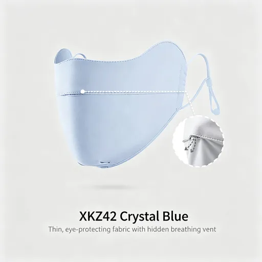 XKZ42 Crystal Blue One Size | Ice Silk Sun Protection Face Mask | Christmas Outdoor Travel Gift | Eye Corner UV Protection Breathable Anti-Fog Mask