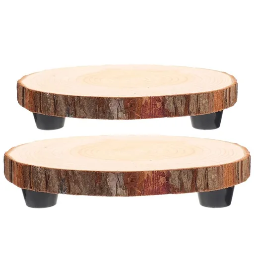 2Pcs Wood Cupcake Stand Rustic Brown Wooden Riser Multipurpose Centerpiece Display
