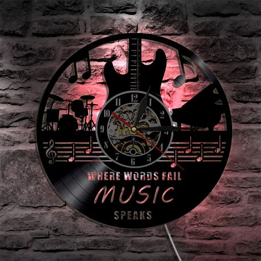 Music Vinyl Records Wall Decor Round Room Decor - Rock Music Party Vintage Record Decor Aesthetic Unique Art Wall Stickers Black