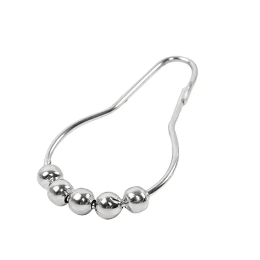 12-Pack Metal Shower Curtain Hooks with Five Beads Bathroom Curtain Hangers Decorative Bathroom Accessories Hanging Shower