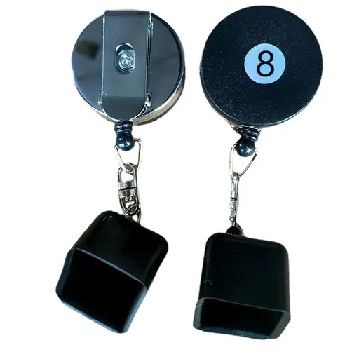 2 pack Pool Chalk Holder - Billiard Pool Cue Chalk Keeper Case Cover with Retractable Key Ring & Belt Clip, Accessories for Game Training & Practice