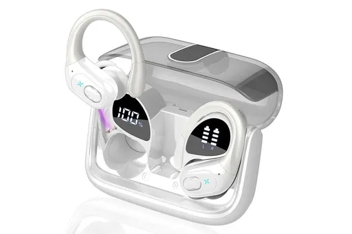 Wireless Bluetooth 5.4 Headphone Over Ear Bud IPX5 Waterproof Earphone for Sport Running - White