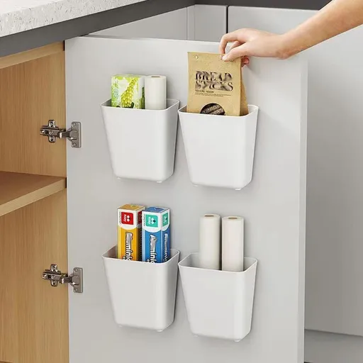 CARLA HOME 4-Pack Self-Adhesive Wall Storage Box for Cabinet Doors, Kitchen, Bathroom & Office