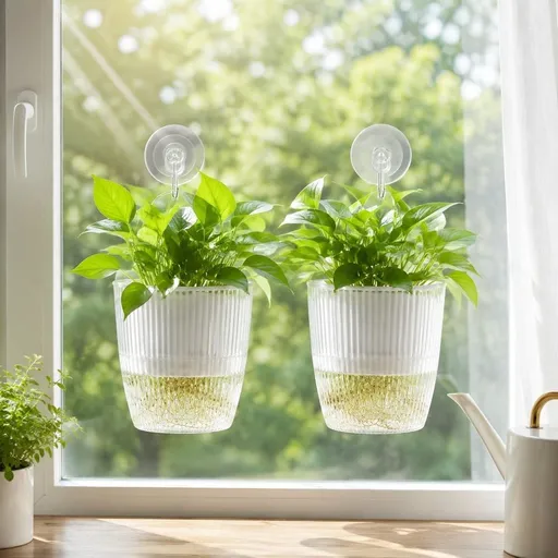 2Pcs Window Hanging Propagation Stations with Suction Cups, Clear Plastic Propagation Vases Propagated Plant Holder Wall Pots for Indoor Plants Office Home Garden Decoration