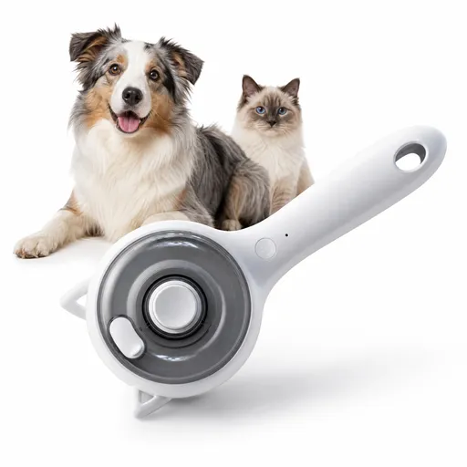 White Pet Spray Grooming Brush for Cats and Dogs, Rechargeable Self Cleaning Slicker Brush with Fine Mist, 30ml Water Tank, 500mAh Battery, One Click Fur Release, Type-C Charging